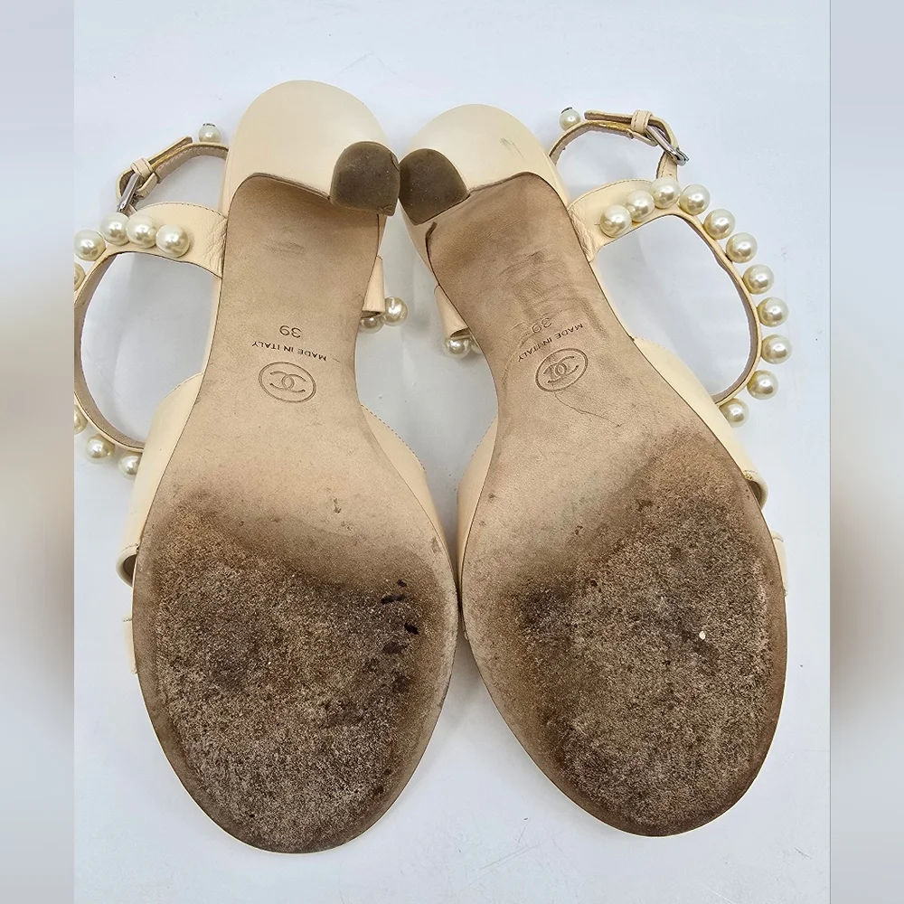 Chanel Pearl Accent Slingback Heels